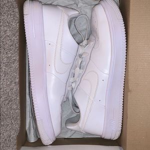 all white NIKE air forces